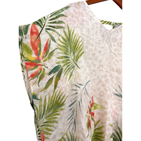 Chico's 100% Linen Top Boxy Lighweight Tropical Animal Print Resort Size L/XL - Picture 2 of 7